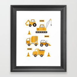 Construction Trucks Framed Art Print