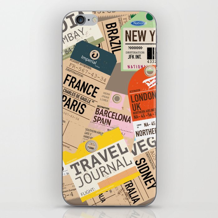 Vintage travel tickets Pattern iPhone Skin