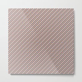 White Gray Orange Small Diagonal French Checkered Pattern Metal Print
