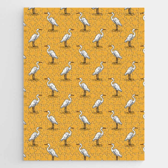 egrets - yellow Jigsaw Puzzle