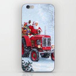 Santa driving his tractor iPhone Skin