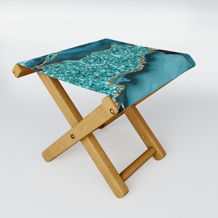 Agate Glitter Ocean Texture 09 Folding Stool