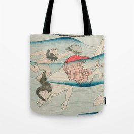 Abalone Divers, Vintage Japanese Print Tote Bag