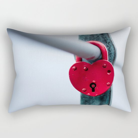 Red Heart Lock Rectangular Pillow