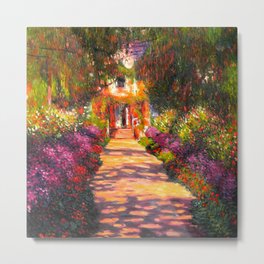 Pathway In Monets Garden At Giverny by Claude Monet Metal Print