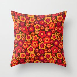 Motors Throw Pillows Floral Teal Burgundy Red Yellow Retro ...