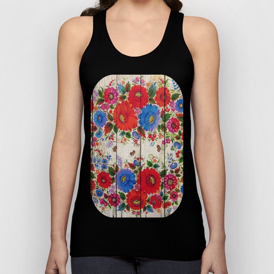 Russian Folk Art on Wood 04 Unisex Tank Top