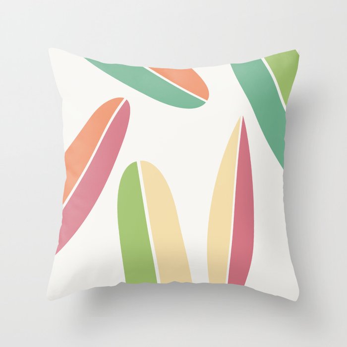 Abstract Retro Colorful Surfboards Throw Pillow