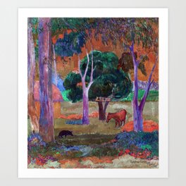 Paul Gauguin - Landscape with a Pig and a Horse / Hiva Oa Art Print