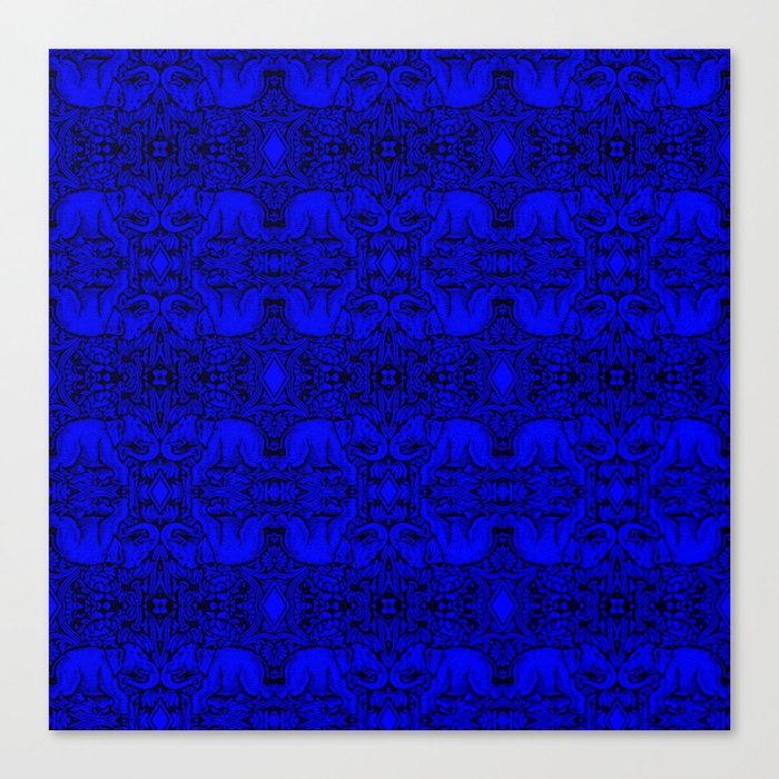 Kaleidoscope - Elephants - More Blue - Stamp Detail Canvas Print