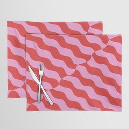 Retro Wavy Abstract Pattern in Red & Pink Placemat