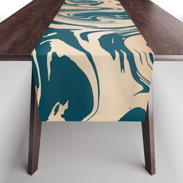 Teal and Copper Gold Marbled Table Runner