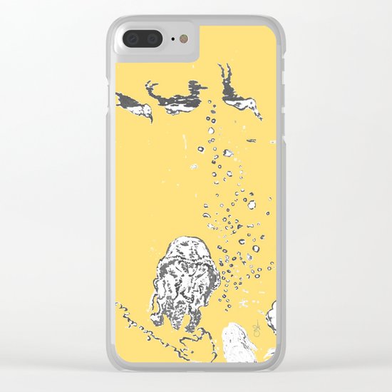 Two Tailed Duck and Jellyfish Pale Yellow Mellow Clear iPhone Case