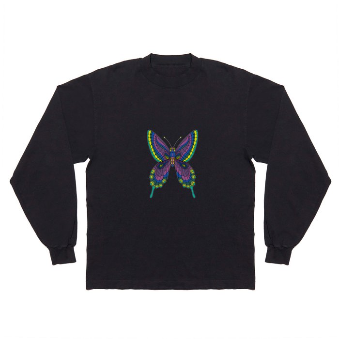 Butterfly Stained Glass Long Sleeve T Shirt