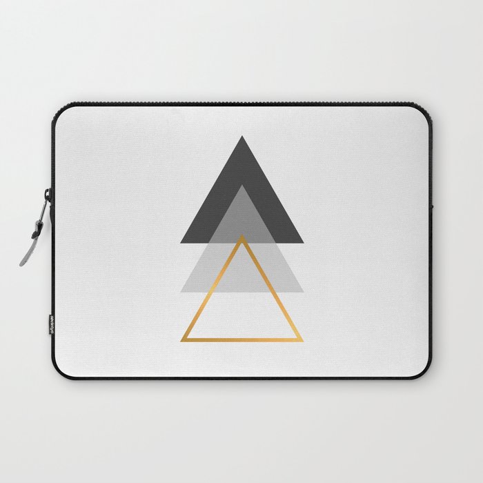Triangles art, Black, white and gold Laptop Sleeve