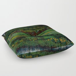 A Clear Night in June by Nikolai Astrup Floor Pillow