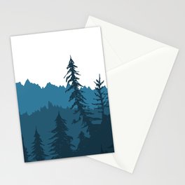 Tree Gradient Blue Stationery Cards