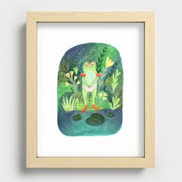 Frog going for a swim Recessed Framed Print