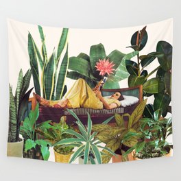 TERRARIUM by Beth Hoeckel Wandbehang | Graphicdesign, Color, Leaves, Paper, Green, Houseplants, Vintage, Digital, Pop Art, Landscape 
