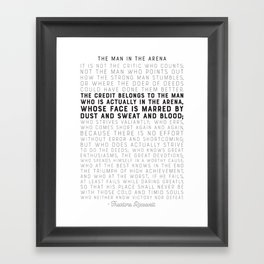 The Man in the Arena - by Theodore Roosevelt - Motivational Quote Framed Art Print