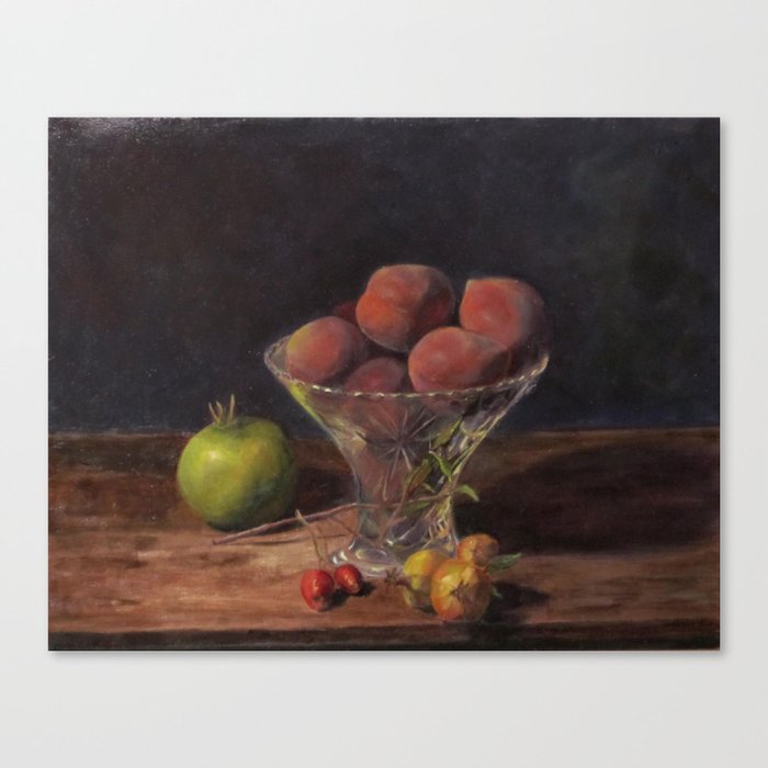 still life with peaches Canvas Print