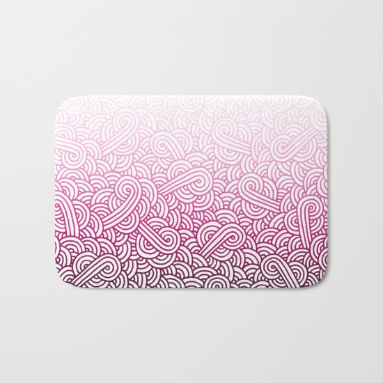 Gradient pink and white swirls doodles Bath Mat