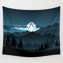 Full Moon Over the Mountains D20 Dice Tabletop RPG Landscape Wall Tapestry