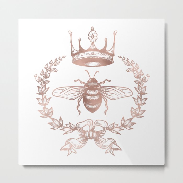Queen Bee in Rose Gold Pink Metal Print