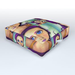 Purple Hair Girl  Outdoor Floor Cushion