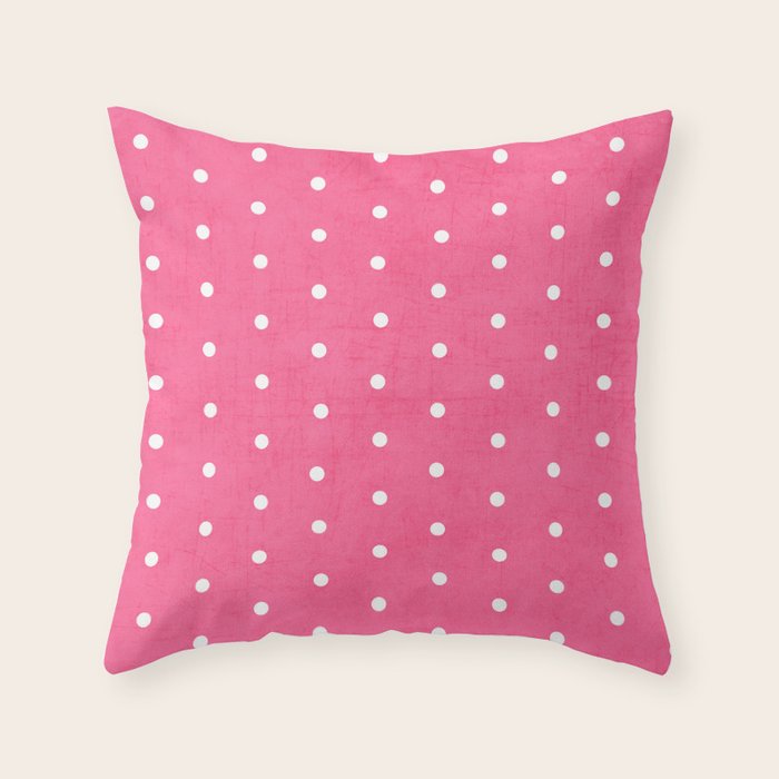 pink and white polka dots Throw Pillow by her art Society6
