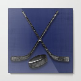 HOCKEY WITH BLUE DISTRESSED BACKGROUND Metal Print | Painting, Pattern, Hockey, Boysdecor, Vintage, Boys, Men, Teen, Mensdecor, Mancave 