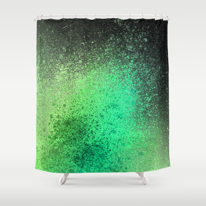 Neon Lime Green And Black Spray Paint Art Shower Curtain By Ovko
