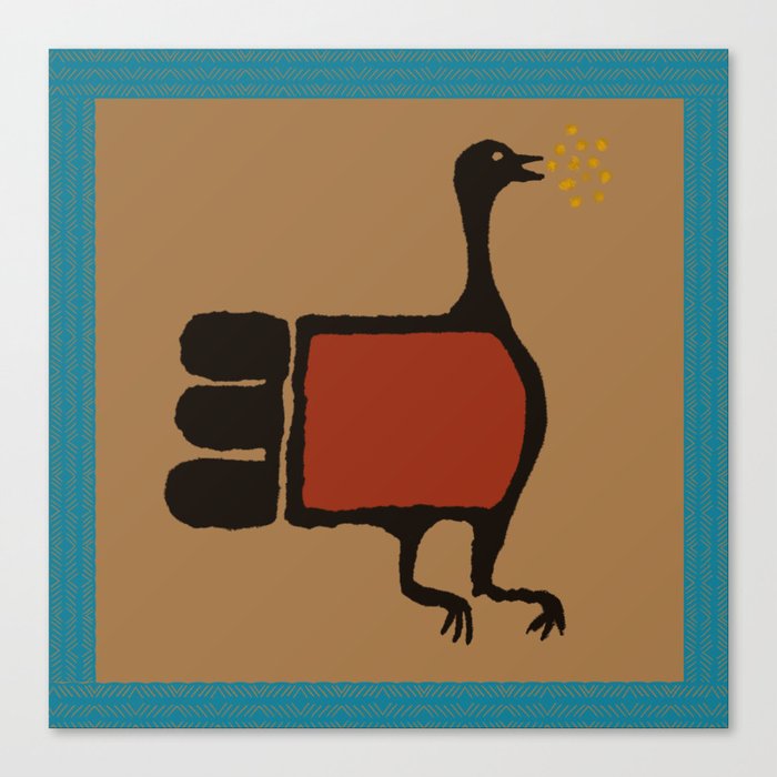 Turkey Petroglyph with Turquoise  Canvas Print