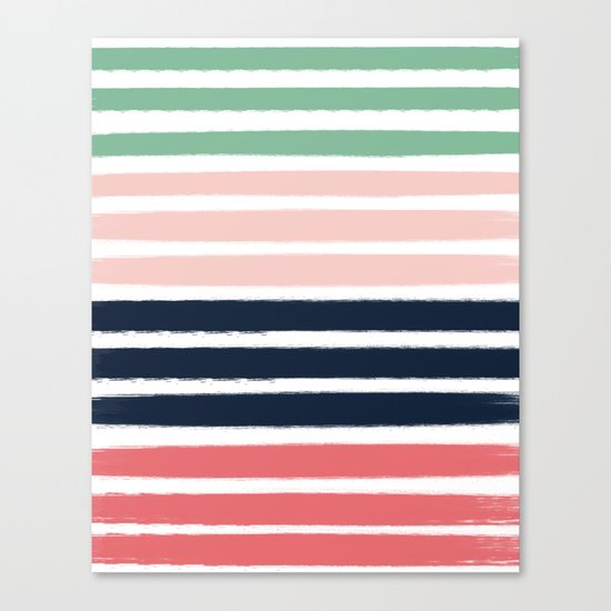 Brooklin - abstract minimal pink coral navy painting home decor abstract charlotte winter art Canvas Print