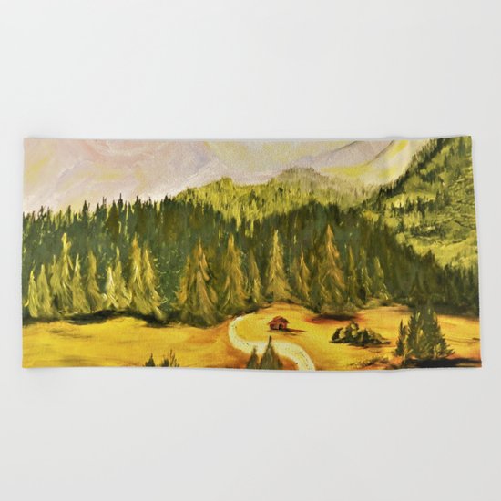 austrian mountains Beach Towel