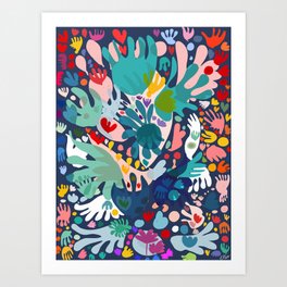 Flowers of Love Joyful Abstract Decorative Pattern Colorful  Art Print