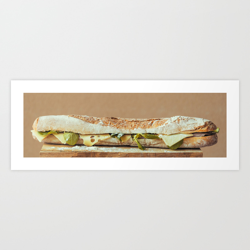 Baguette Stuffed With Cheese Salad Baked Ham Art Print By Sergiopazzano Society6