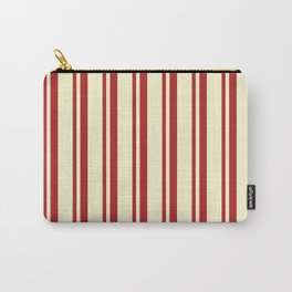 [ Thumbnail: Red & Light Yellow Colored Stripes/Lines Pattern Carry-All Pouch ]