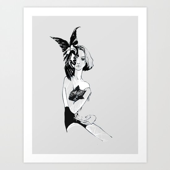 girl with cat Art Print