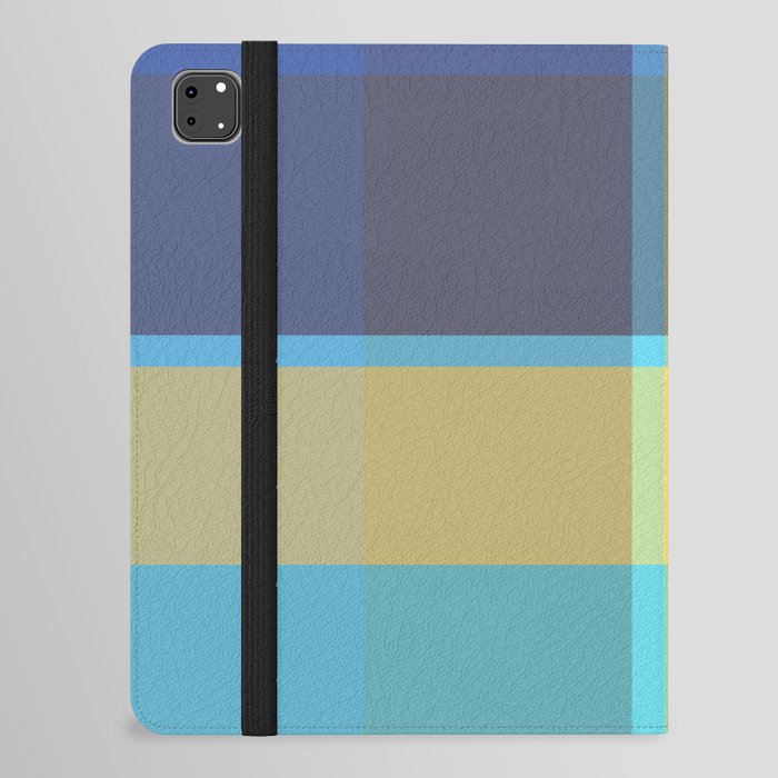 Amera - Geometric Modern Minimal Colorful Retro Summer Vibes Art Design in Blue and Yellow iPad Folio Case