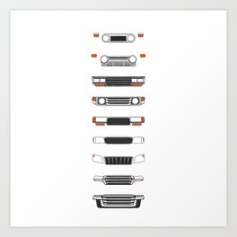 Simple headlight and grill design of the evolution of the most indestructible SUV ever made Art Print