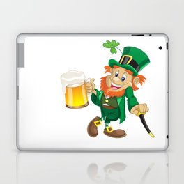 St Patrick leprechaun with cup of beer and cane Laptop & iPad Skin