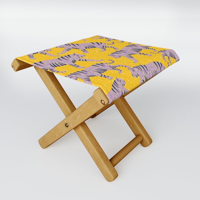 Disco Space Tiger - bright mustard yellow  Folding Stool