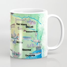 USA Texas Travel Poster Map With Highlights Coffee Mug