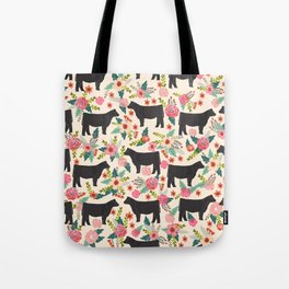 Show Steer cattle breed floral animal cow pattern cows florals farm gifts Tote Bag
