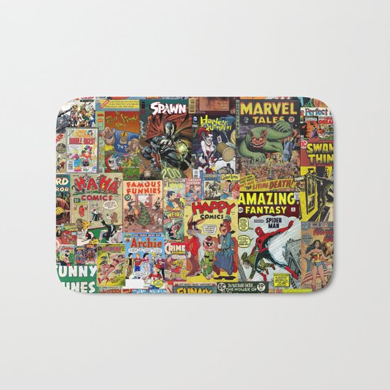 Comic Book Cover Collage Bath Mat