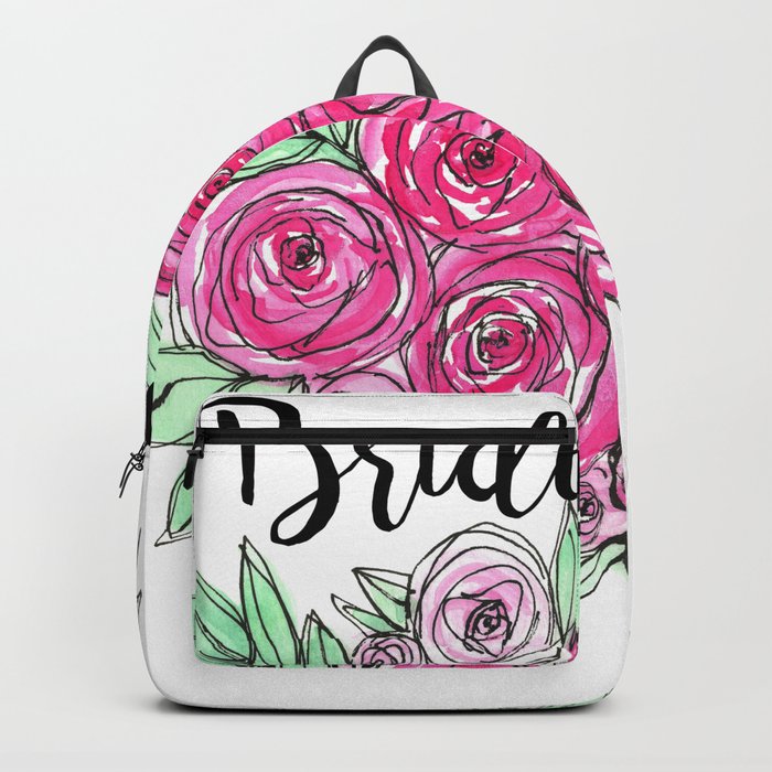 Bridesmaid Wedding Pink Roses Watercolor Backpack