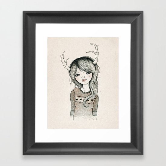 Antler Girl Framed Art Print