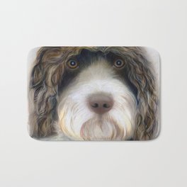 Scruffy Dog Bath Mat | Birthday, Face, Portrait, Eyes, Gift, Dog, Kids, Graphicdesign, Christmas, Brown 