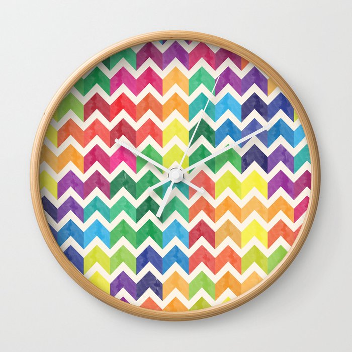 Watercolor Chevron Pattern IV Wall Clock